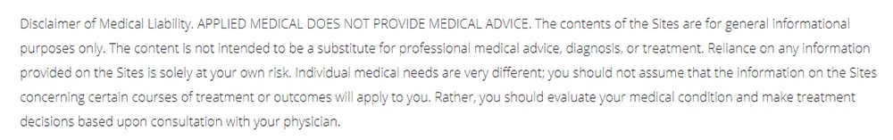 Applied Medical medical disclaimer